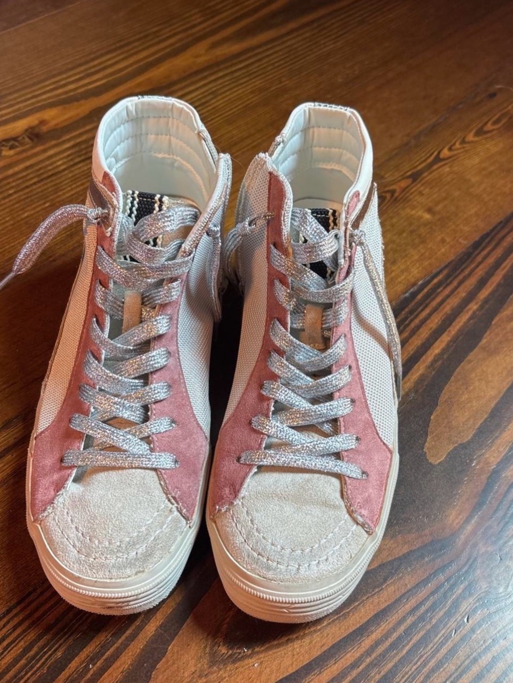 Vintage Havana Pink with blue High-Top Sneakers